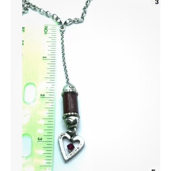 Brighton Heart Song Red Hearts Beads Dangle Silver Necklace 18". Y Necklace. - Picture 4 of 5